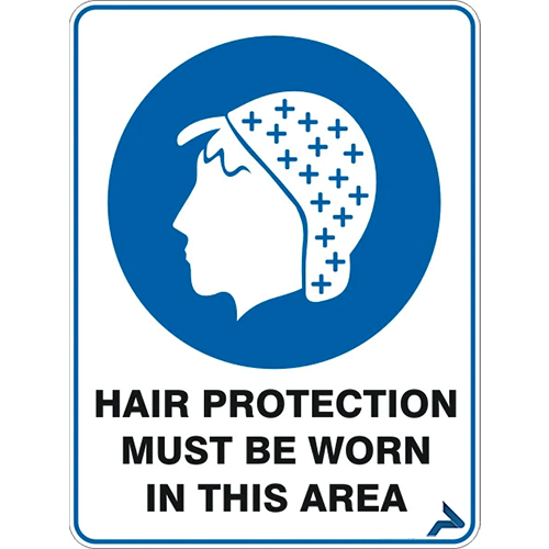 HAIR PROTECTION MUST BE WORN IN THIS AREA